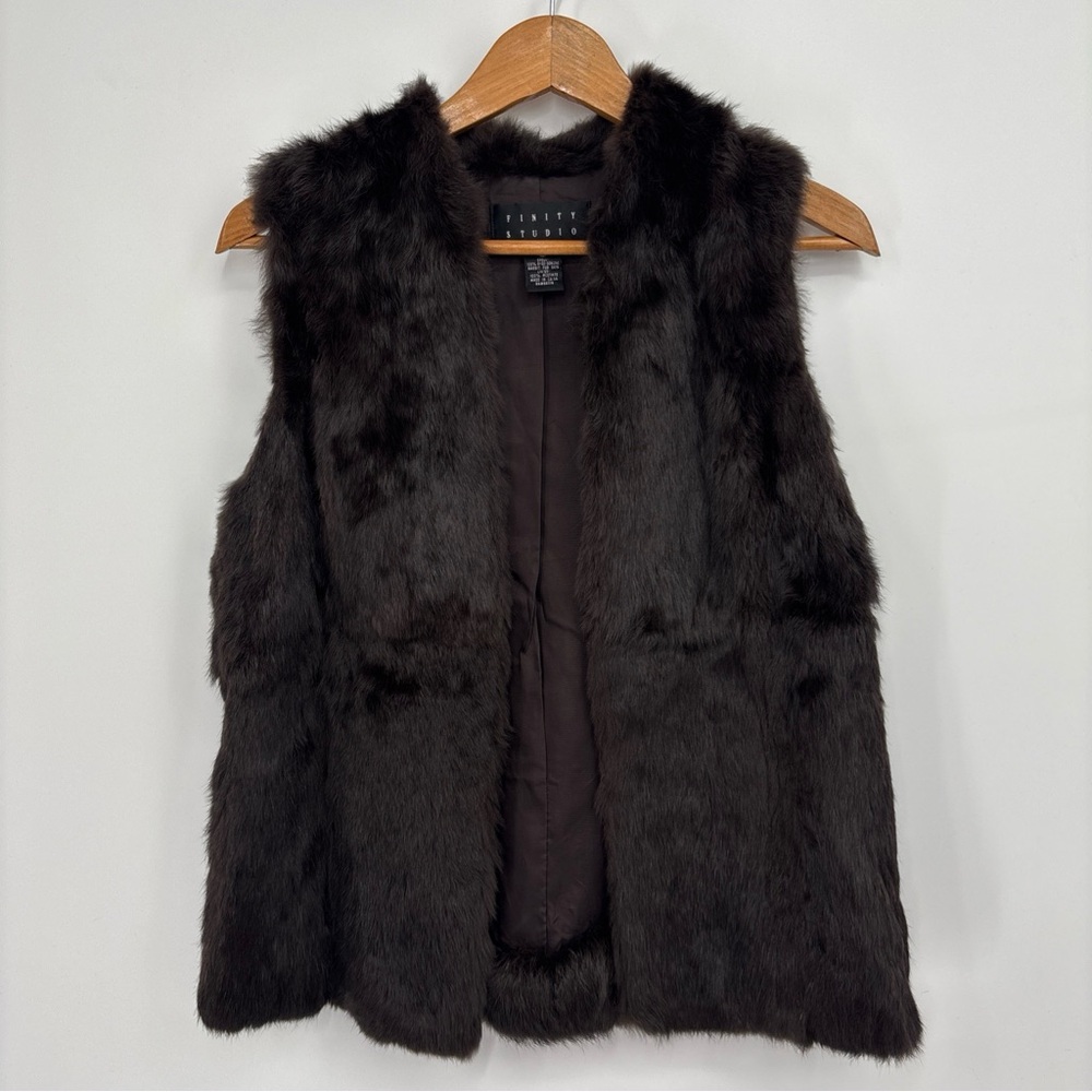 100% Rabbit Fur Vest Womens Medium Brown Sustainable Mobwife Luxury Indie Sleaze